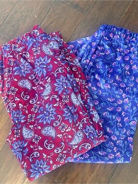 Bundle - Women's Floral Print Sleep Top - Burgundy & Purple